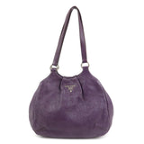 PRADA Leather Tote Bag Shoulder Bag Purple Silver