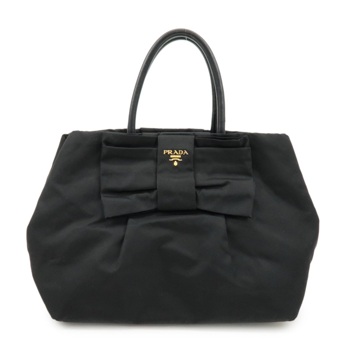PRADA Nylon Leather Ribbon Hand Bag Tote Bag Black BN1601  d