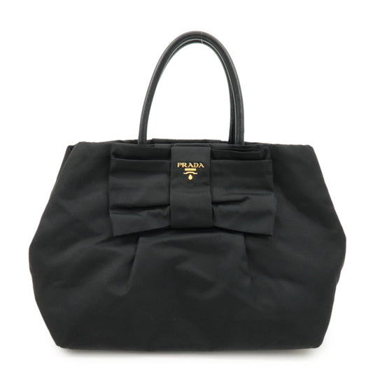 PRADA Nylon Leather Ribbon Hand Bag Tote Bag Black BN1601  d