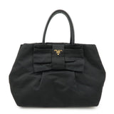 PRADA Nylon Leather Ribbon Hand Bag Tote Bag Black BN1601  d