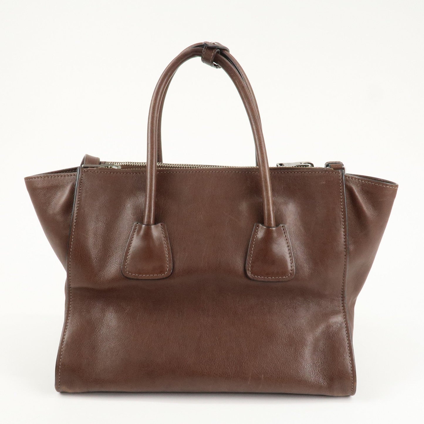 PRADA Triangle Logo Leather 2way Hand Bag Shoulder Bag Brown BN2619  d