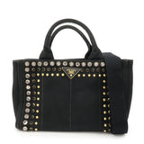 PRADA Logo Canapa Mini Canvas Bijoux 2Way Bag Hand Bag Black 1BG439  d