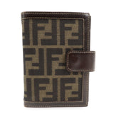 FENDI Zucca Canvas Leather Agenda Planner Cover Brown 30153