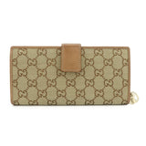 GUCCI Interlocking G GG Canvas Leather Long Wallet Light Brown