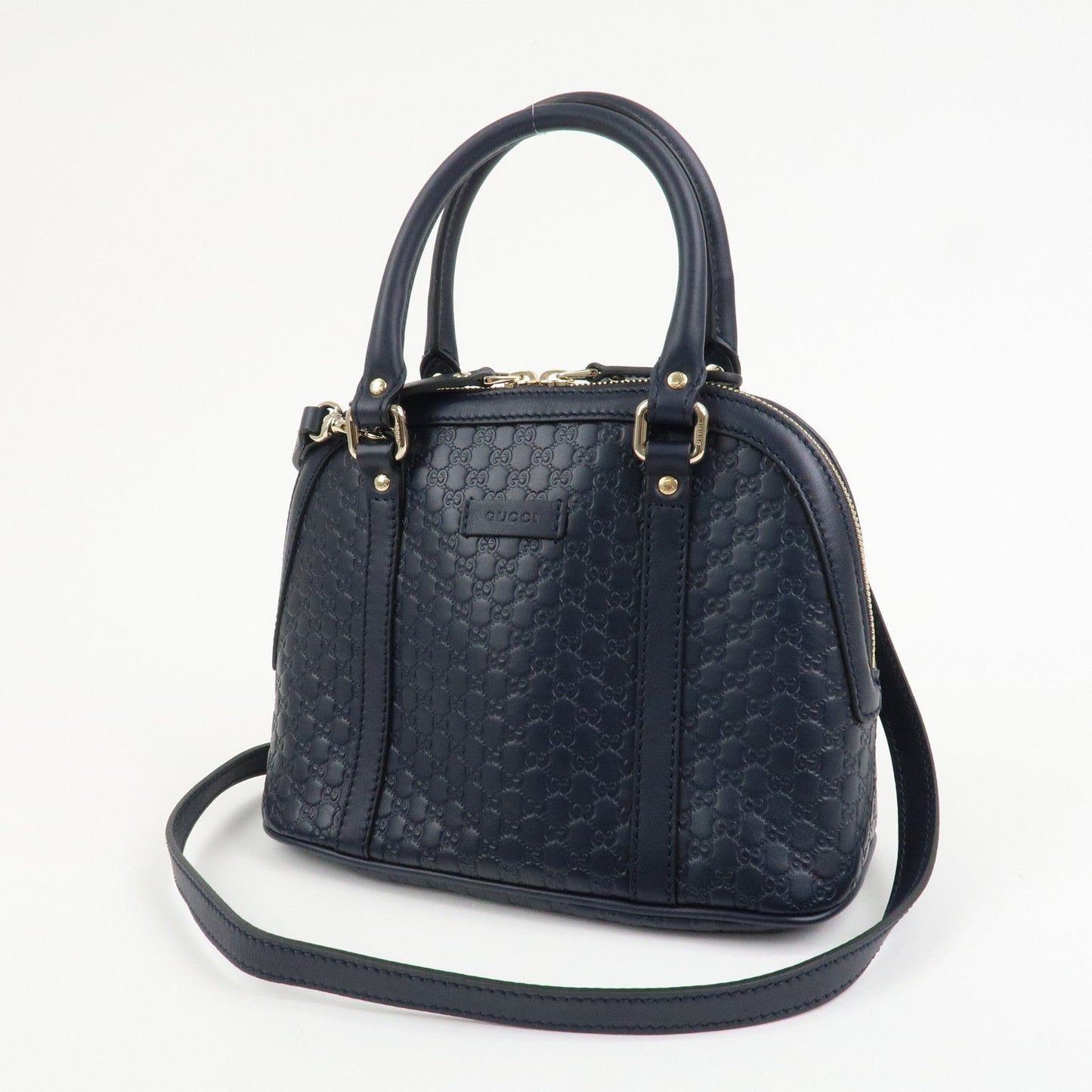 GUCCI Micro Guccissima Leather 2Way Hand Shoulder Bag Navy 449654