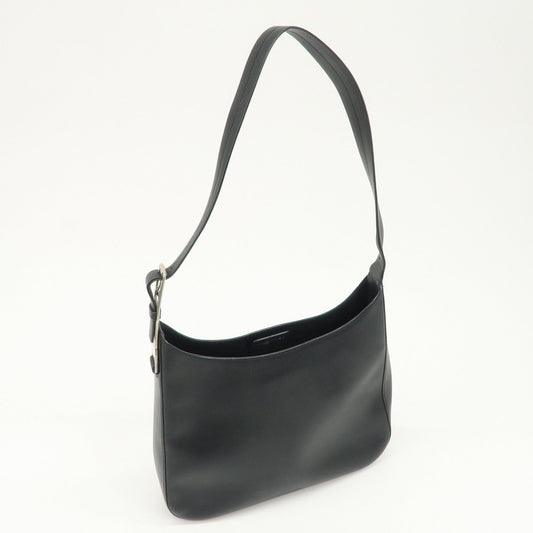 PRADA Logo Leather Shoulder Bag Crossbody Bag Black