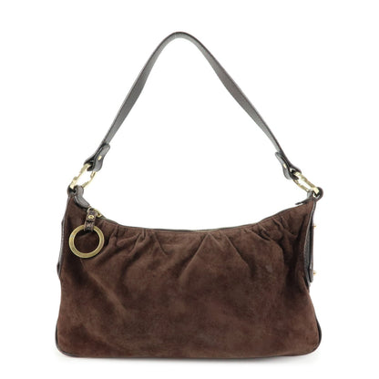 FENDI Suede Leather Shoulder Bag Hand Bag Brown 8BR343