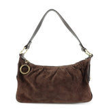 FENDI Suede Leather Shoulder Bag Hand Bag Brown 8BR343