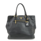 PRADA Logo Leather 2Way Hand Bag Tote Bag Shoulder Bag Black BN2151