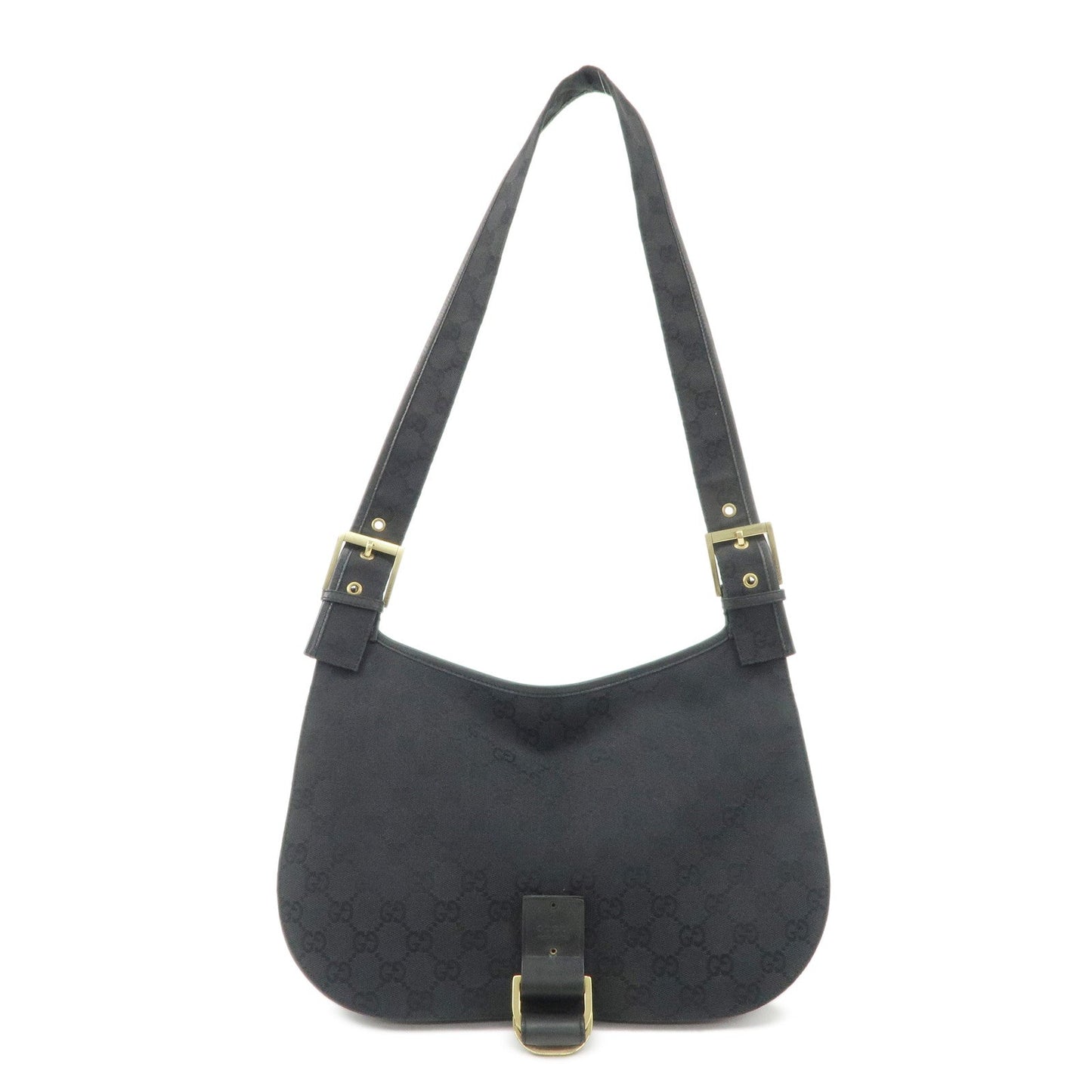 GUCCI GG Canvas Leather Shoulder Bag Hand Bag Black 90665  d