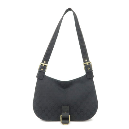 GUCCI GG Canvas Leather Shoulder Bag Hand Bag Black 90665  d