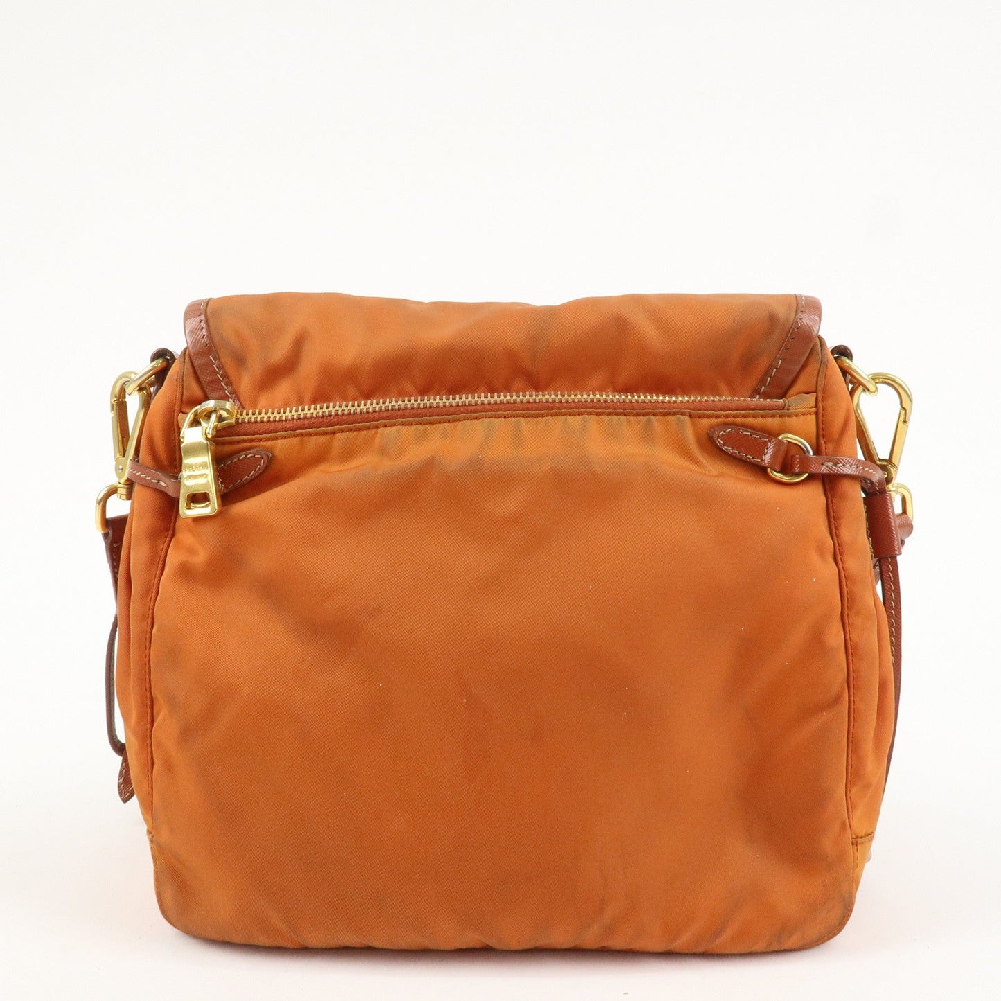 PRADA Logo Nylon Leather Shoulder Bag Crossbody Bag Orange BT0692  d