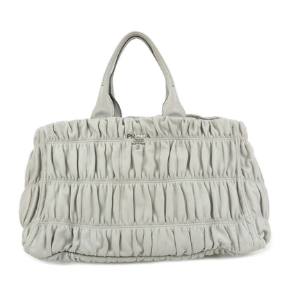 PRADA Canapa Nappa Gaufre Leather Gathered Large Tote Hand Bag