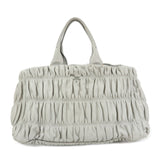 PRADA Canapa Nappa Gaufre Leather Gathered Large Tote Hand Bag