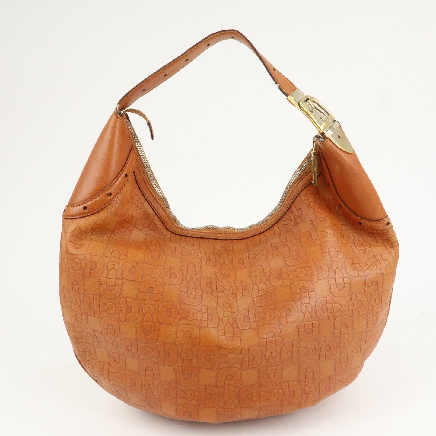 GUCCI Horsebit Leather Shoulder Bag Hand Bag Brown Gold HDW 145764  d