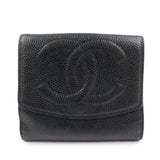 CHANEL COCO Mark W Hook Bi-fold Compact Wallet Black A01427