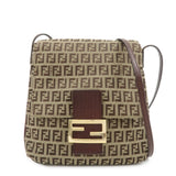 FENDI Zucchino Canvas Leather Shoulder Bag Crossbody Bag 8BT075