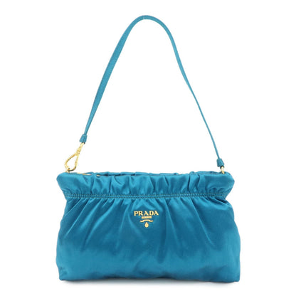 PRADA Satin Cosmetic Pouch Mini Hand Bag Blue 1N1662  d