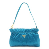 PRADA Satin Cosmetic Pouch Mini Hand Bag Blue 1N1662  d