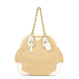 PRADA Triangle Leather Raffia Shoulder Bag Straw Bag Beige BR3693  d