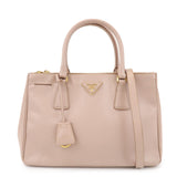 PRADA Traingle Logo Galleria 2Way Bag Hand Bag Pink Beige1BA863