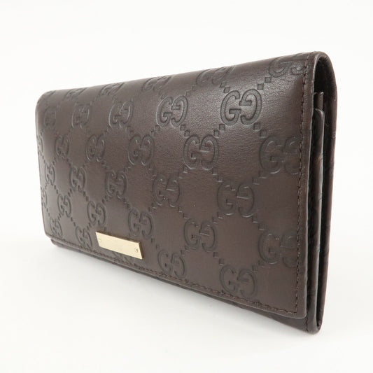 GUCCI Guccissima Leather Metal Bar Bi-fold Long Wallet Brown 244946  d