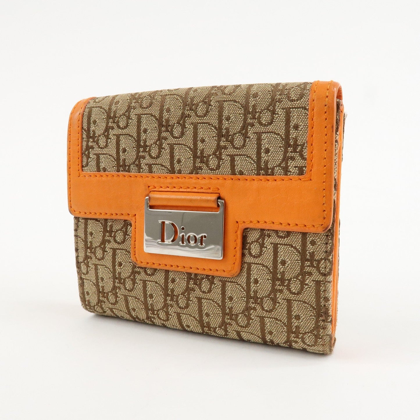 Christian Dior Street Chic Trotter Canvas Leather W Hook Trifold Wallet  d