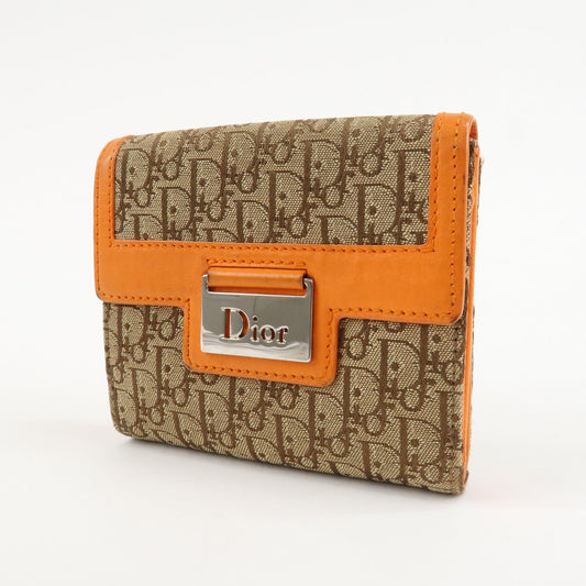 Christian Dior Street Chic Trotter Canvas Leather W Hook Trifold Wallet  d