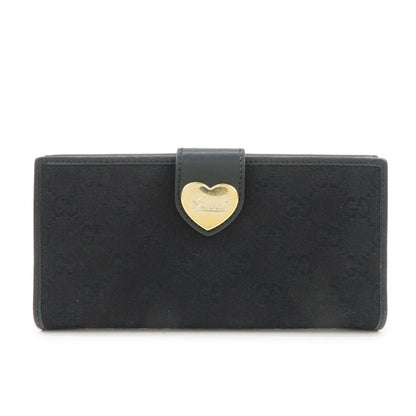 GUCCI Lovely Heart GG Monogram Canvas Leather Long Wallet 203550