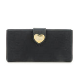 GUCCI Lovely Heart GG Monogram Canvas Leather Long Wallet 203550