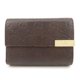GUCCI Guccissima Leather Tri-Fold Compact Wallet Brown 256935