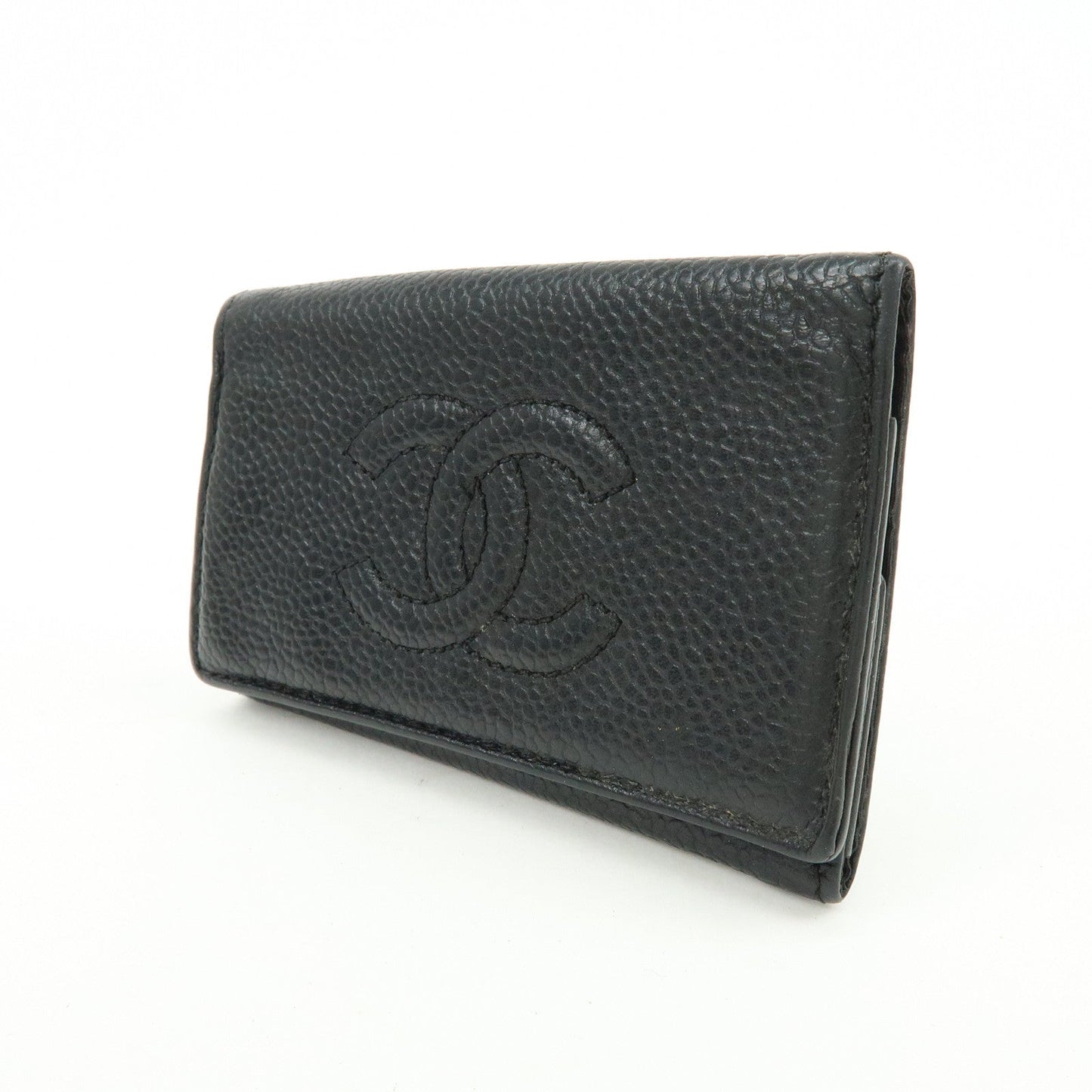 CHANEL COCO Mark Caviarskin 6Rings Key Case Key Holder Black A13502
