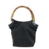 GUCCI Bamboo GG Canvas Leather Hand Bag Tote Bag Black 140203
