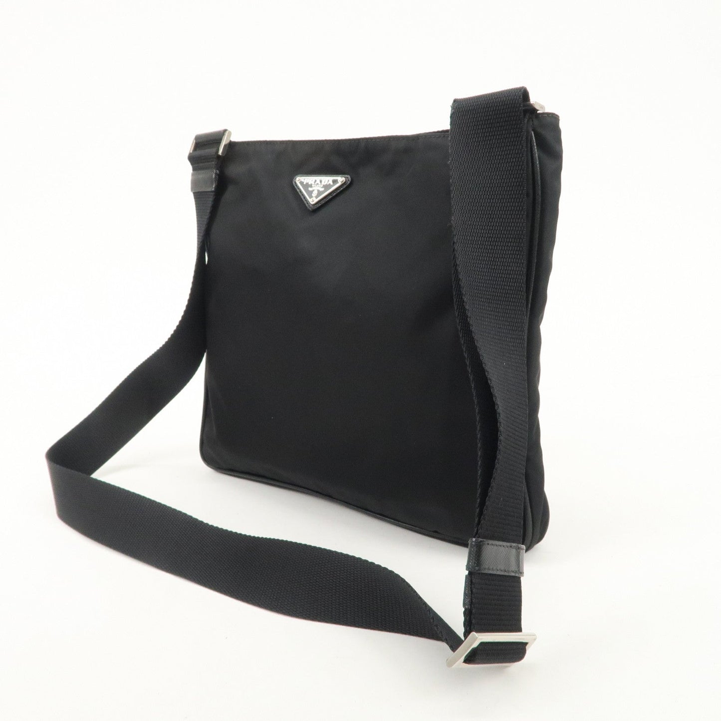 PRADA Triangle Logo Nylon Shoulder Bag Crossbody Bag Black  d