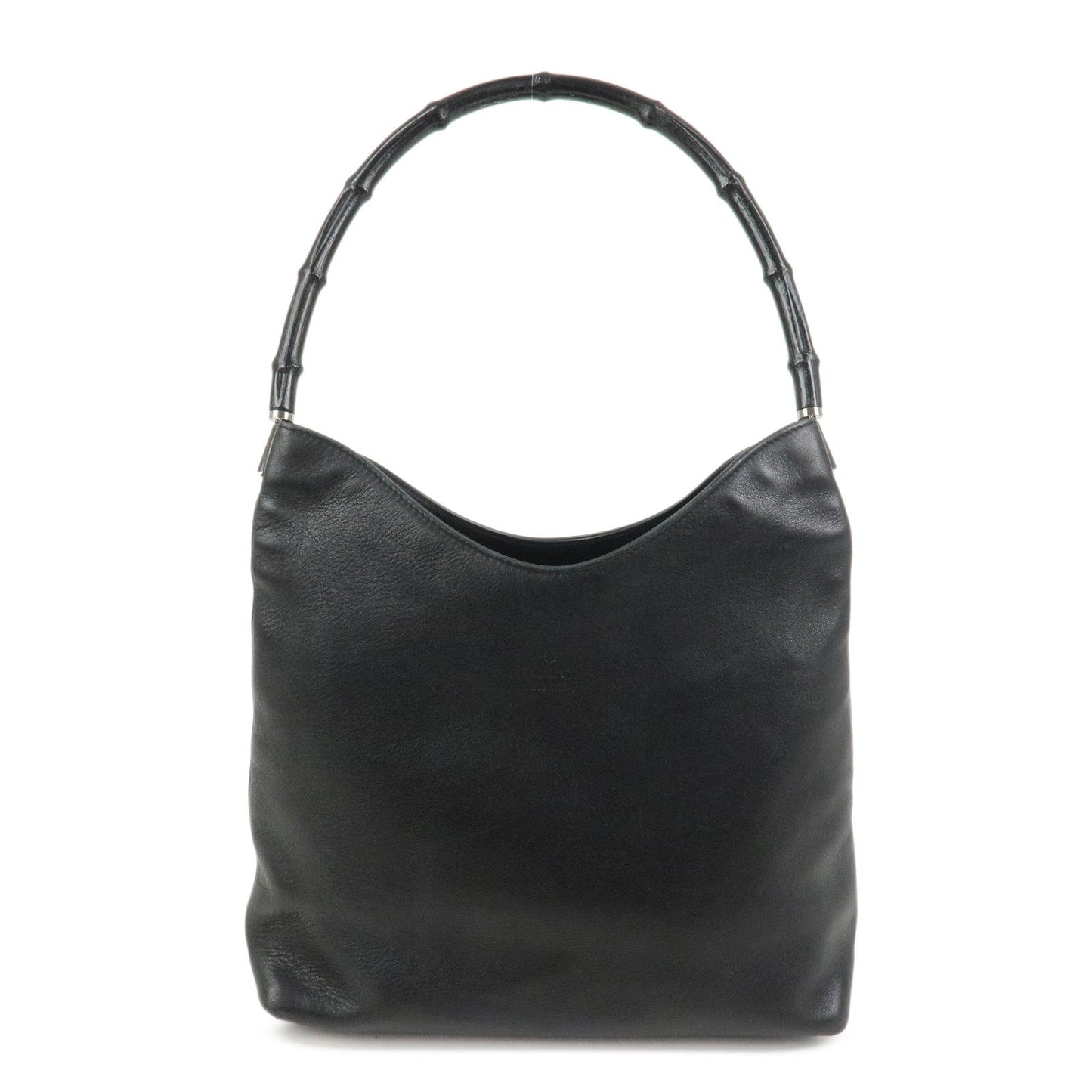 GUCCI Bamboo Leather Shoulder Bag Hand Bag Black 001?3244