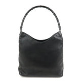 GUCCI Bamboo Leather Shoulder Bag Hand Bag Black 001?3244