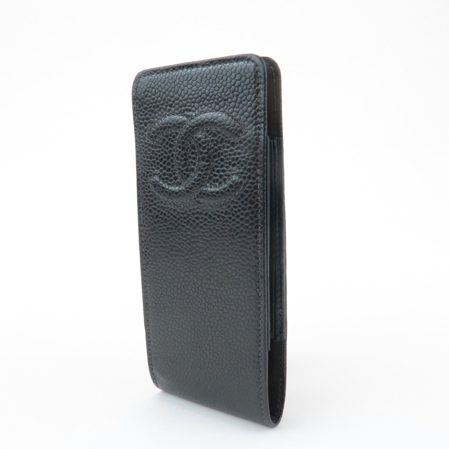 CHANEL COCO Mark Caviarskin Cell Phone Case Black  d