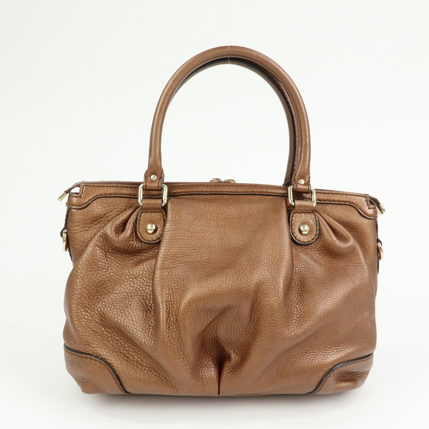 GUCCI Sukey Interlocking G Leather 2Way Shoulder Bag Bronze 247902