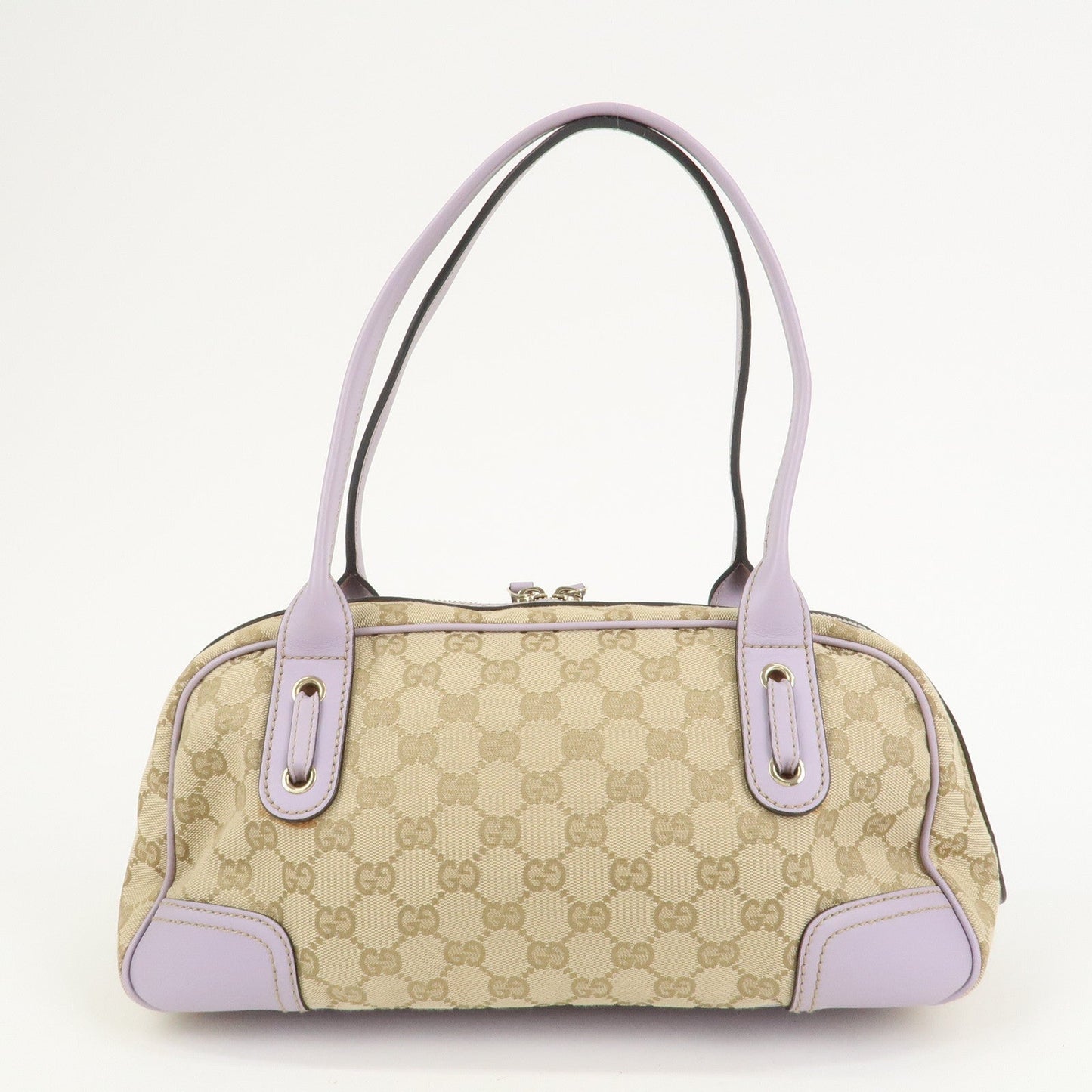 GUCCI Princy GG Canvas Leather Boston Bag Hand Bag Beige 161720