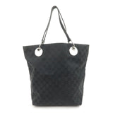 GUCCI Logo GG Canvas Leather Tote Bag Hand Bag Black 120836