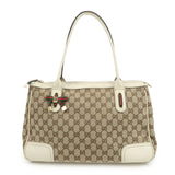 GUCCI Princy Sherry GG Canvas Leather Tote Bag Brown Ivory 177052