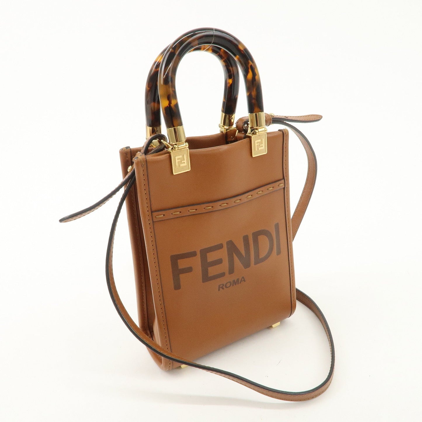 FENDI Sunshine Leather Shopper Small 2Way Bag Shoulder Bag 8BS051  d