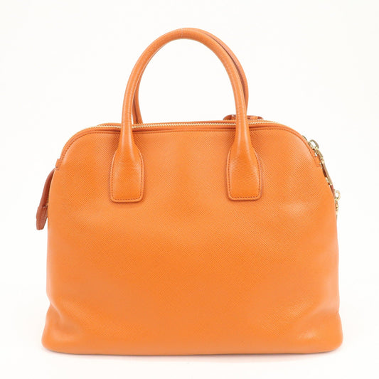 PRADA Logo Saffiano Leather Hand Bag Orange BN2560