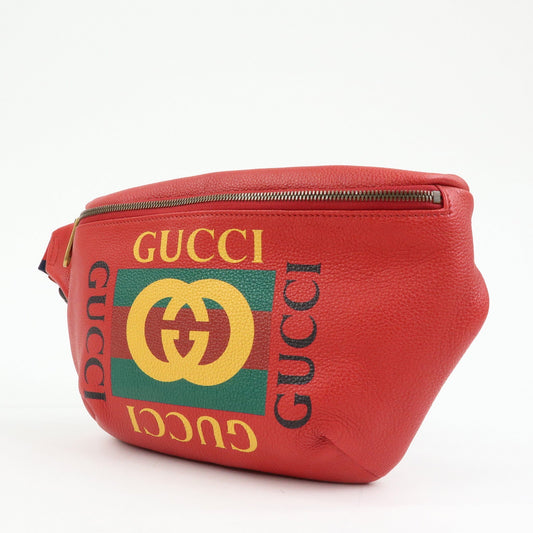 GUCCI Sherry Leather Waist Bag Crossbody Bag Red 530412