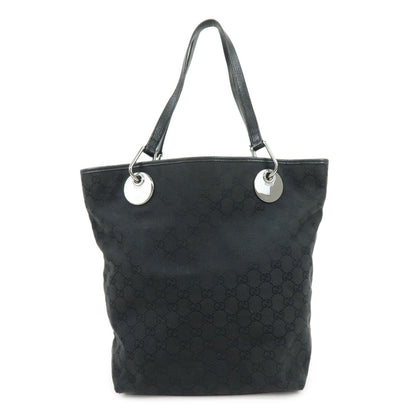 GUCCI GG Canvas Leather Tote Bag Shoulder Bag Black 120836