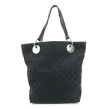 GUCCI GG Canvas Leather Tote Bag Shoulder Bag Black 120836