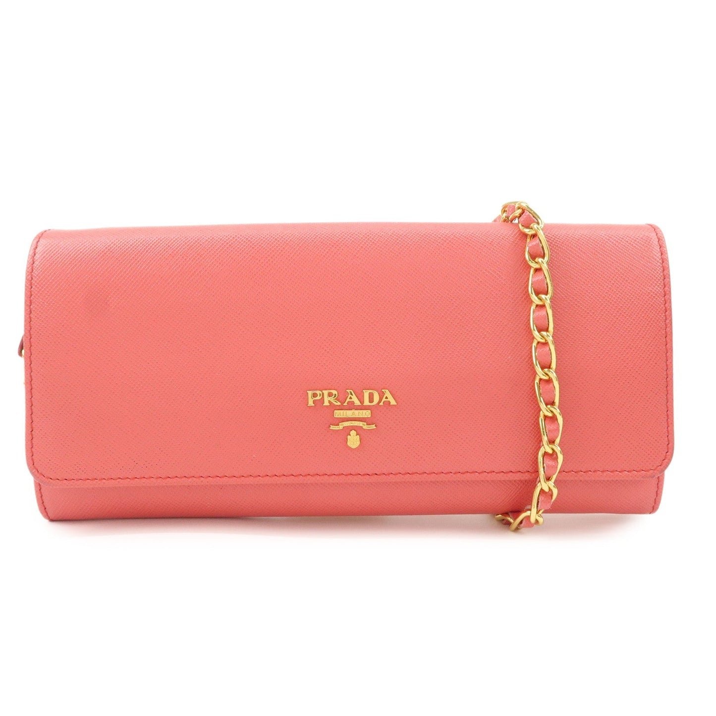 PRADA Saffiano Metal Chain Strap Wallet Shoulder Bag Pink Gold 1M1290  d