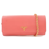 PRADA Saffiano Metal Chain Strap Wallet Shoulder Bag Pink Gold 1M1290  d