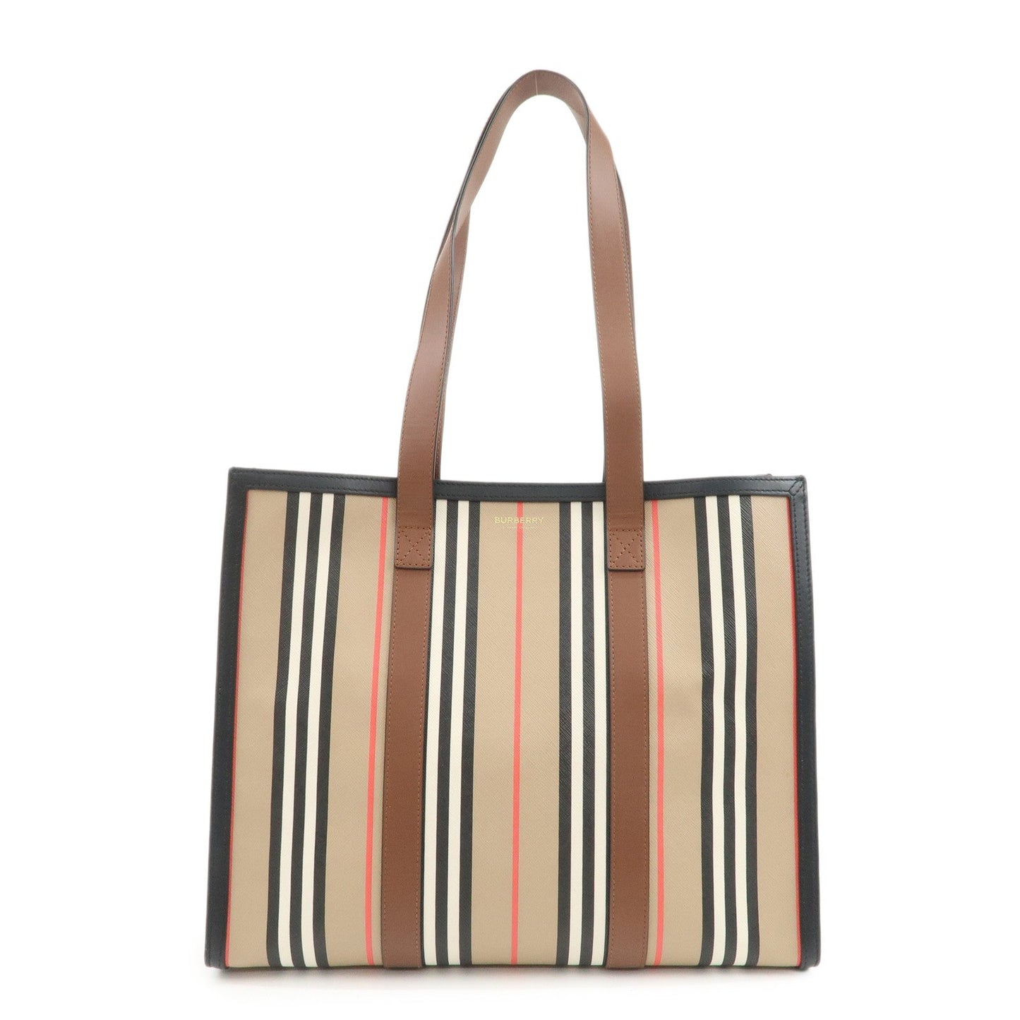 BURBERRY PVC Leather Tote Bag Shoulder Bag Beige Brown