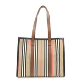 BURBERRY PVC Leather Tote Bag Shoulder Bag Beige Brown
